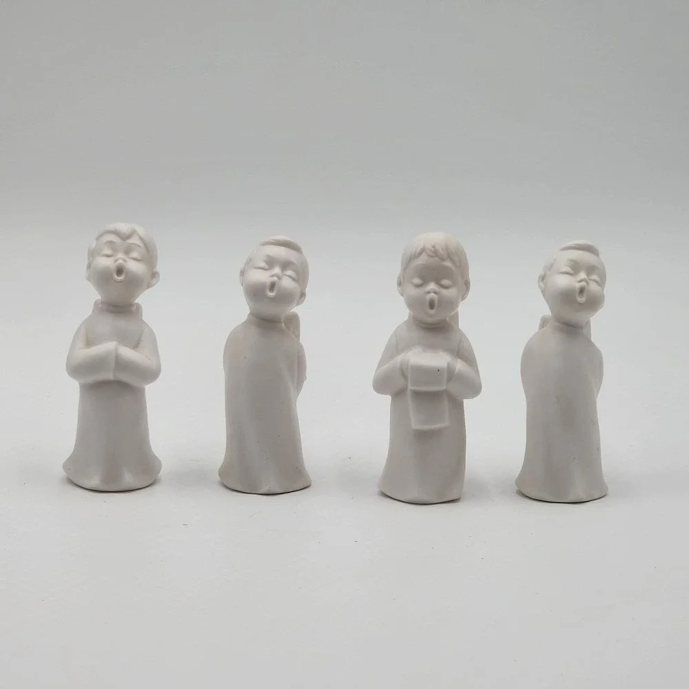 Vintage Schmid Bros Japan Bisque Porcelain Singing Angel Figurines Set‎ of 4
